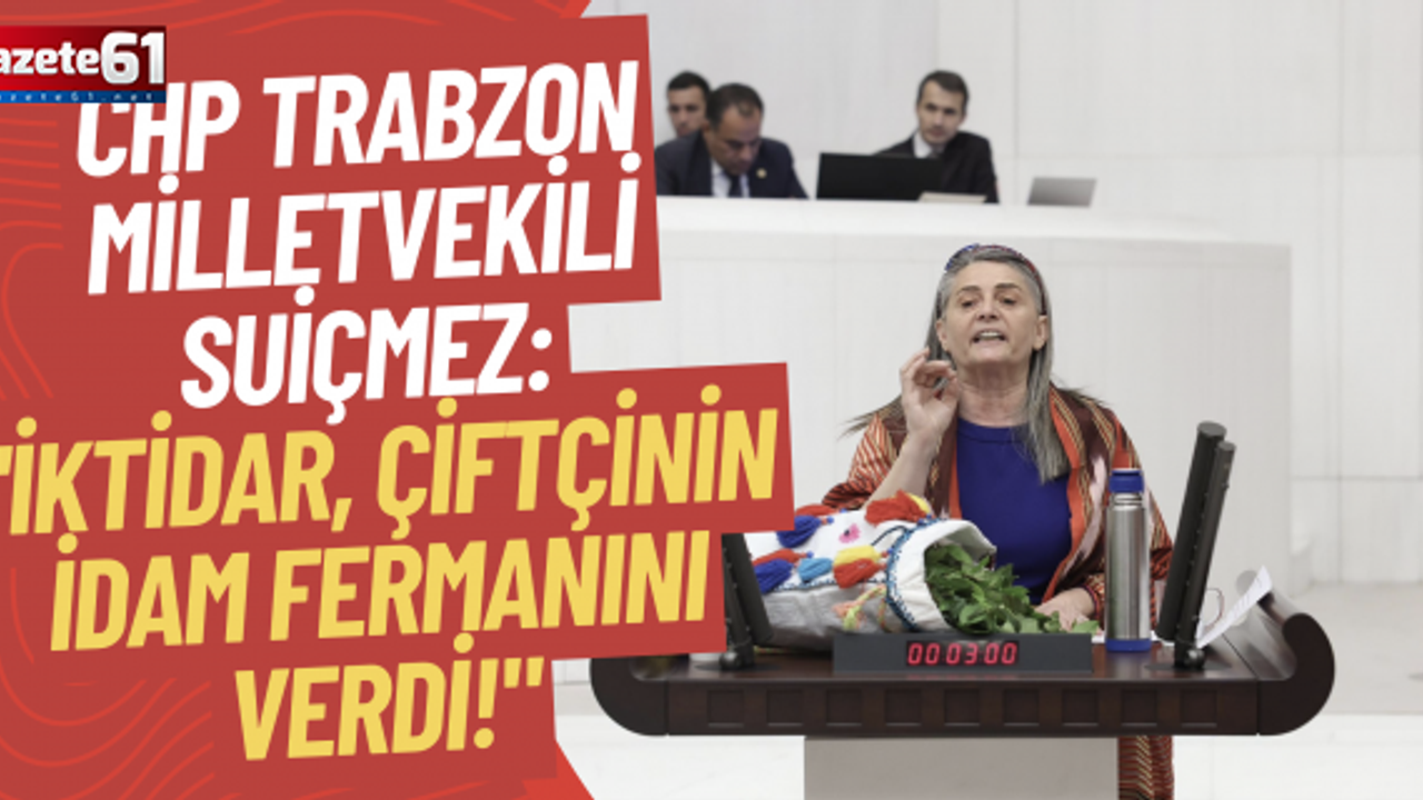 CHP Trabzon Milletvekili Sibel Suiçmez: "İktidar, Çiftçinin İdam Fermanını Verdi!"