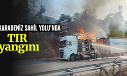 Karadeniz Sahil Yolu'nda korku dolu anlar! TIR alev aldı