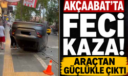 Akçaabat’ta feci kaza: Araçtan güçlükle çıktı