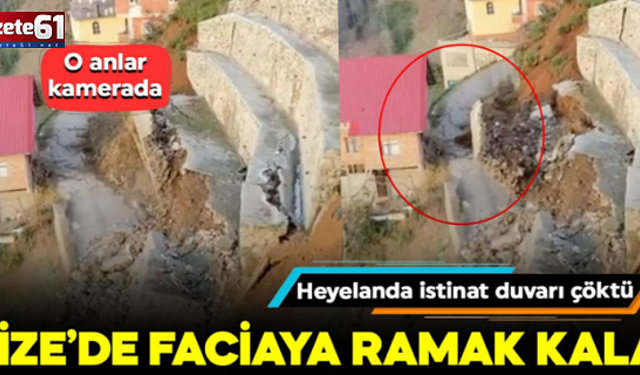 Rize’de faciaya ramak kala! Heyelanda istinat duvarı çöktü...
