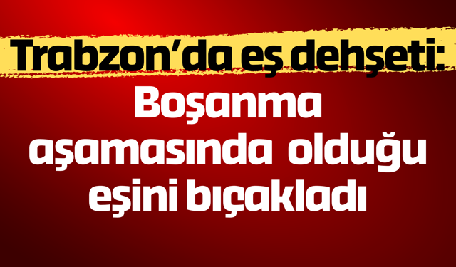 Trabzon’da eş dehşeti: Boşanma aşamasında olduğu eşini bıçakladı