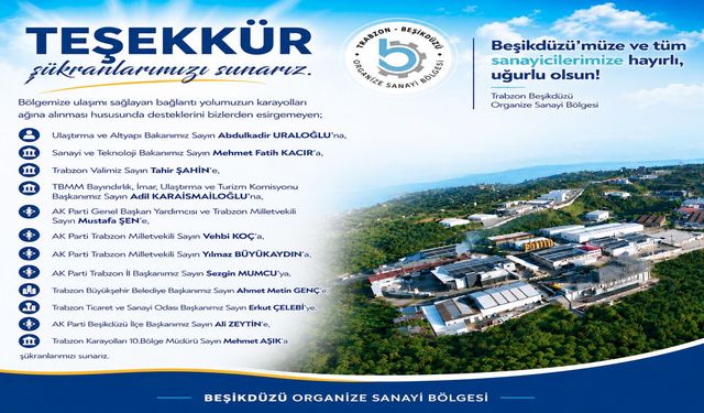 Teşekkür etti