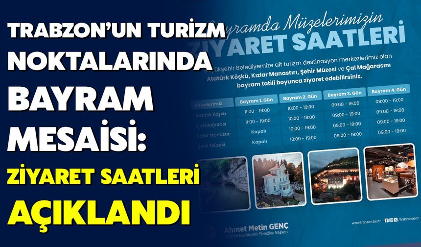 Trabzon’un Turizm Noktalarında Bayram Mesaisi: Ziyaret Saatleri Açıklandı