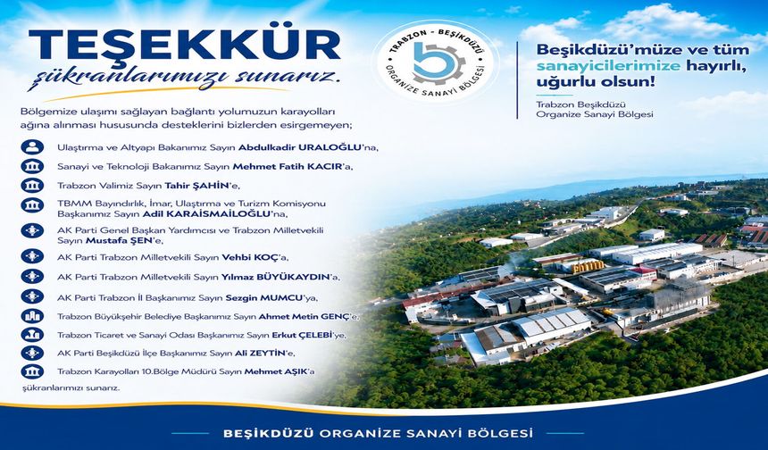 Teşekkür etti