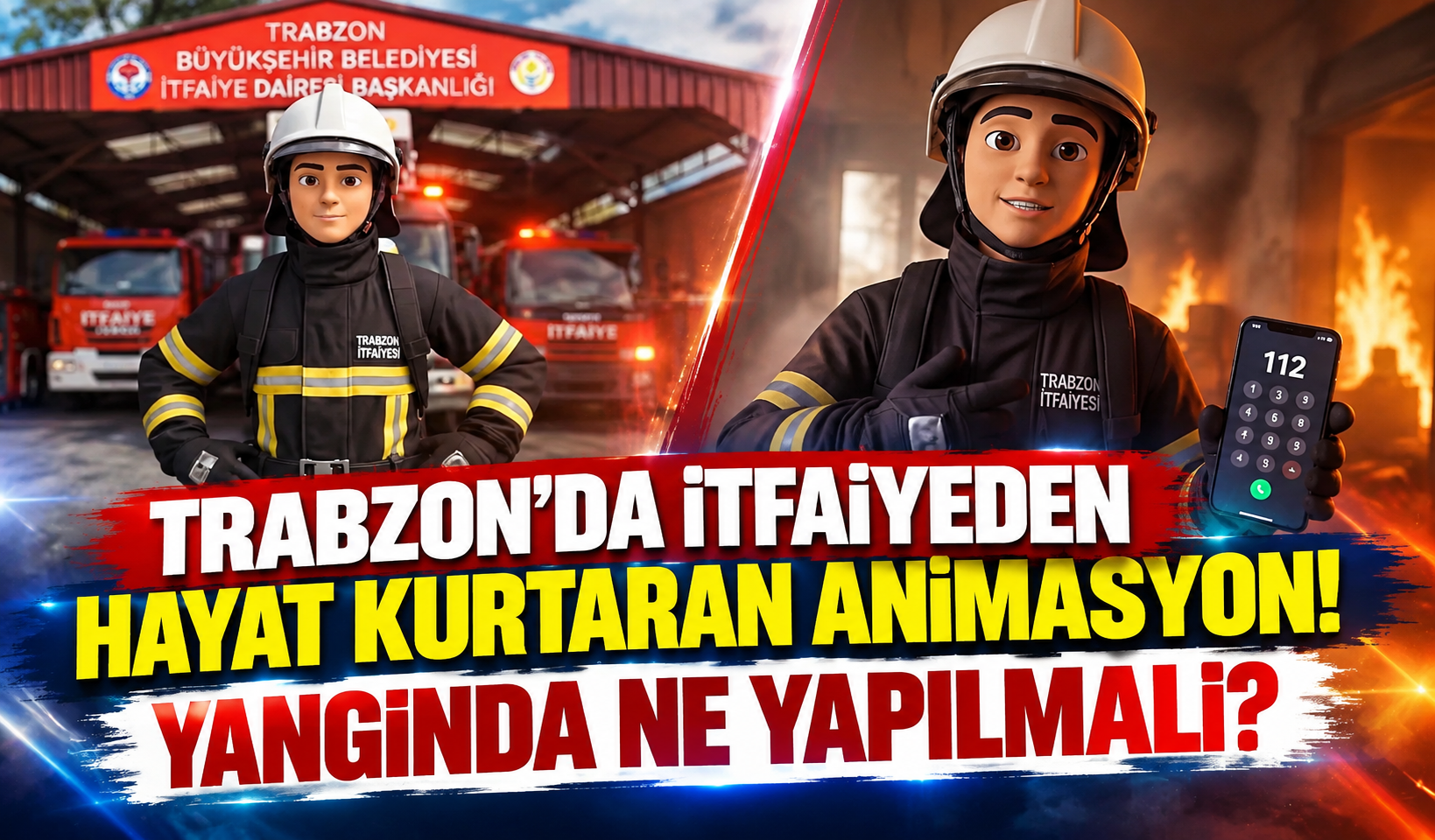 Trabzon’da itfaiyeden hayat kurtaran animasyon! Yangında ne yapılmalı?
