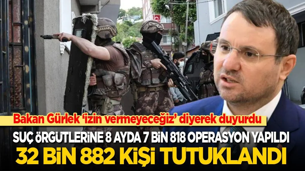 Suç örgütlerine 8 ayda 7 bin 818 operasyon yapıldı!
